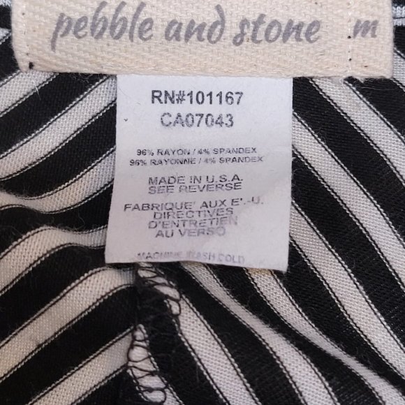Pebble and Stone Black Long Sleeve Striped Shirt Size M - Picture 5 of 7